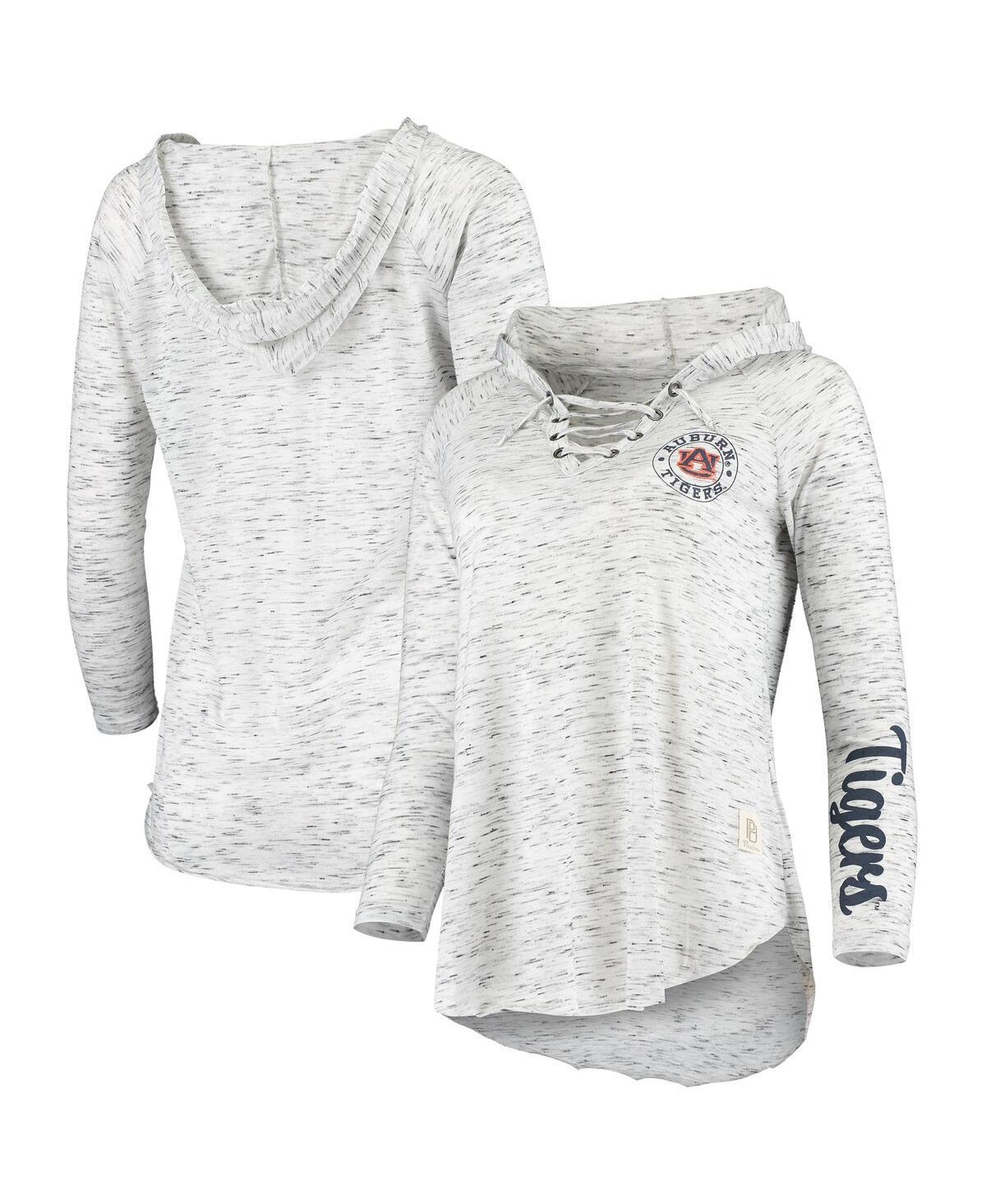 Womens Pressbox Gray Auburn Tigers Space Dye Lace-Up V-Neck Long Sleeve T-Shirt Product Image