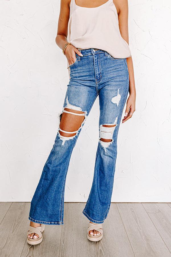 The Claire High Waist Distressed Flares Product Image