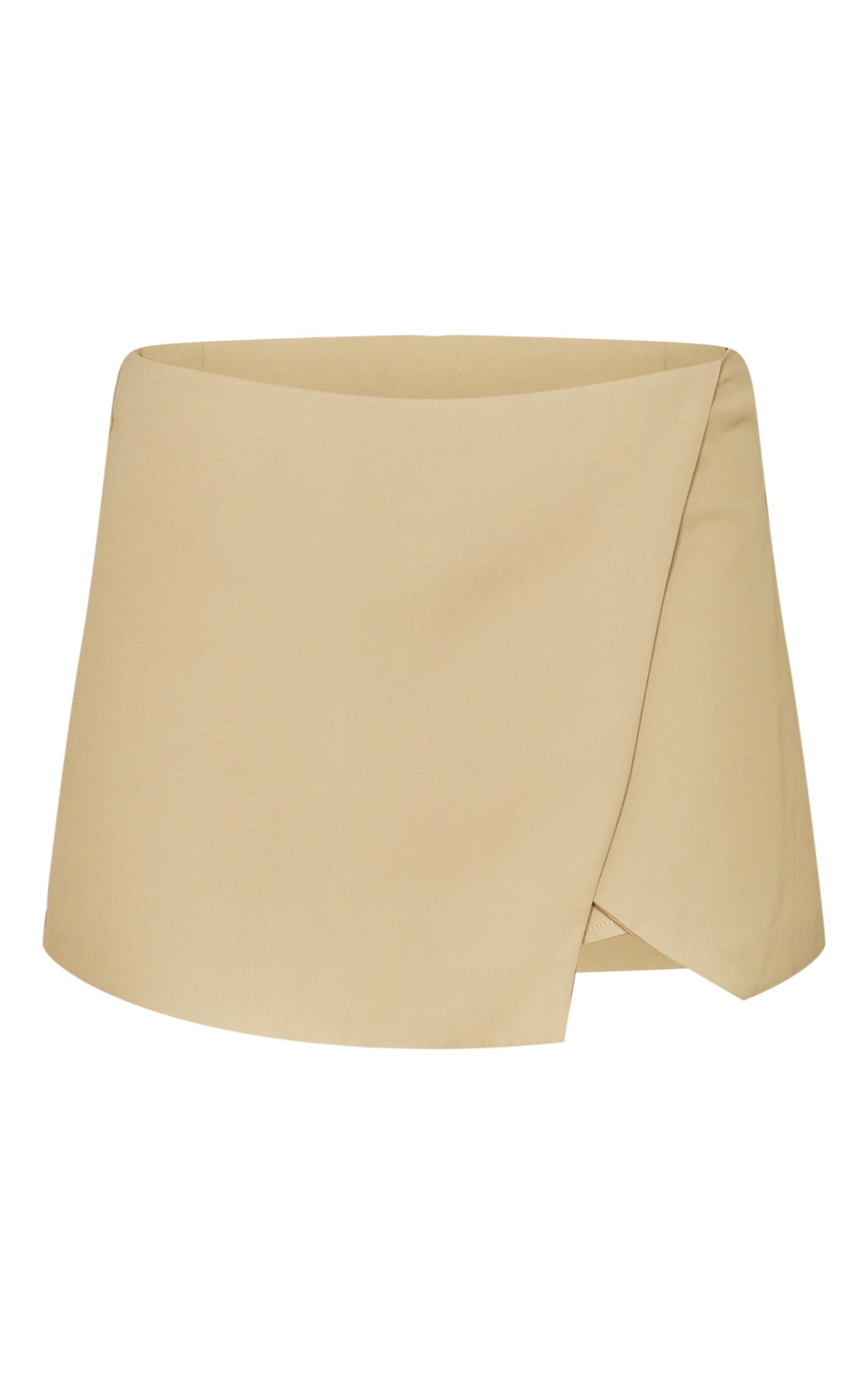 Light Khaki Tailored Woven Wrap Front Skort Product Image