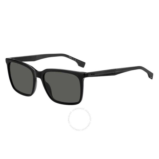 HUGO BOSS Polarized Green Square Men's Sunglasses Boss 1579/s 0807/uc 57 In Black Product Image