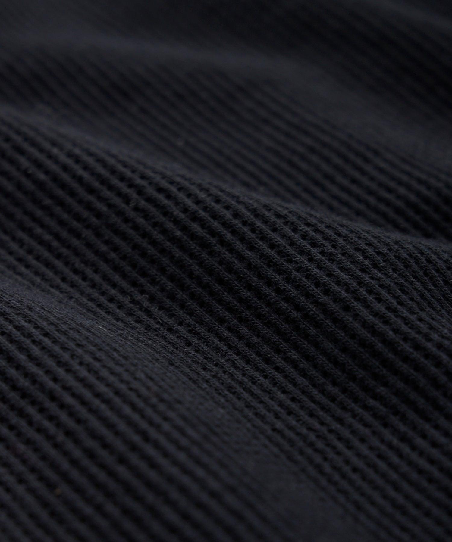 Long-Sleeve Mesh Polo in  Black Product Image