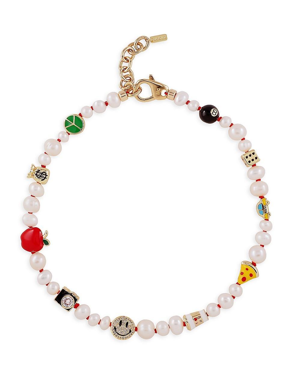 Womens I Love New York 14K Gold-Plated, Enamel, Crystal & Freshwater Pearl Necklace Product Image