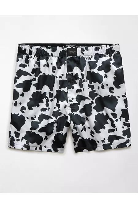 AEO Cow Print Satin Pocket Boxer Short Men's Product Image