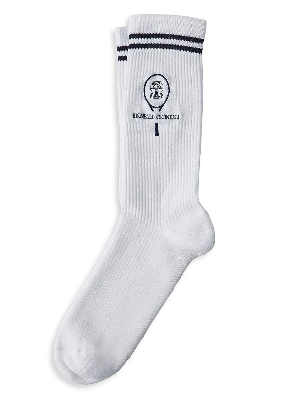 Mens Techno Cotton Rib Knit Socks with Embroidery Product Image