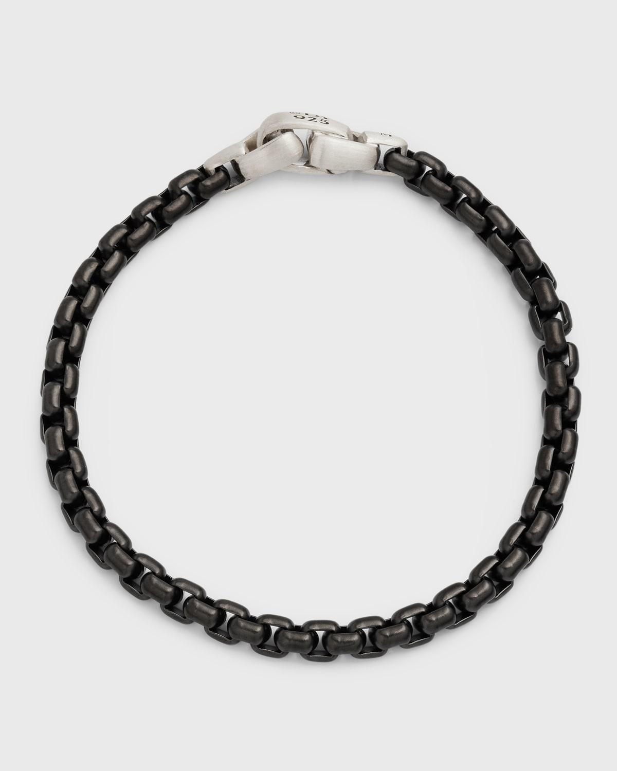 Mens Sterling Silver and Stainless Steel Box Chain Bracelet Product Image