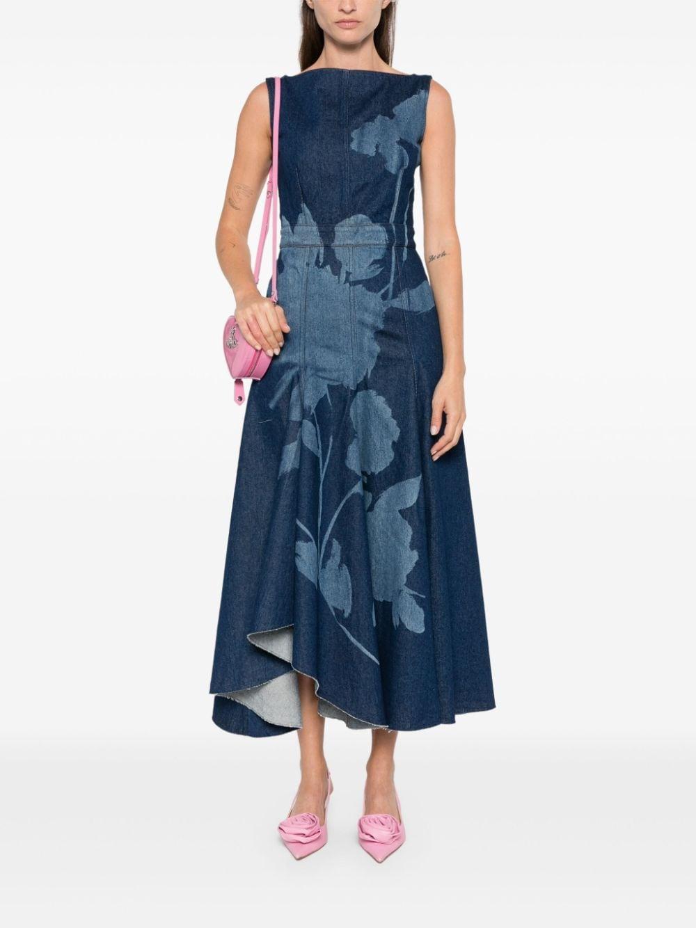 flared denim midi dress Product Image