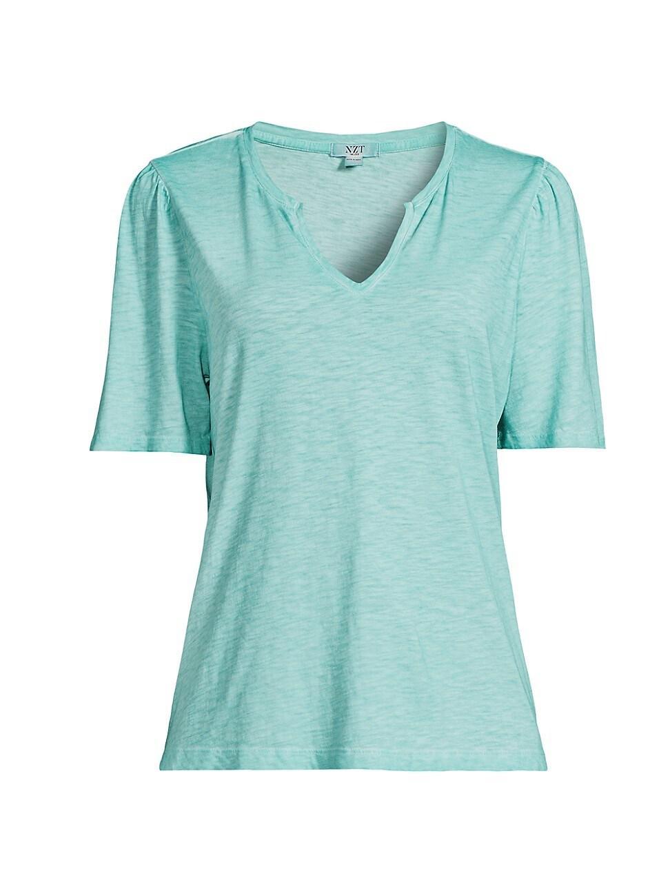 Womens Split-Neck Cotton T-Shirt Product Image