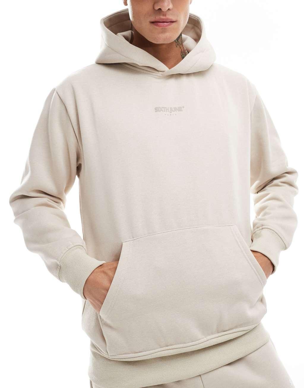 Sixth June back print Dream hoodie in beige Product Image