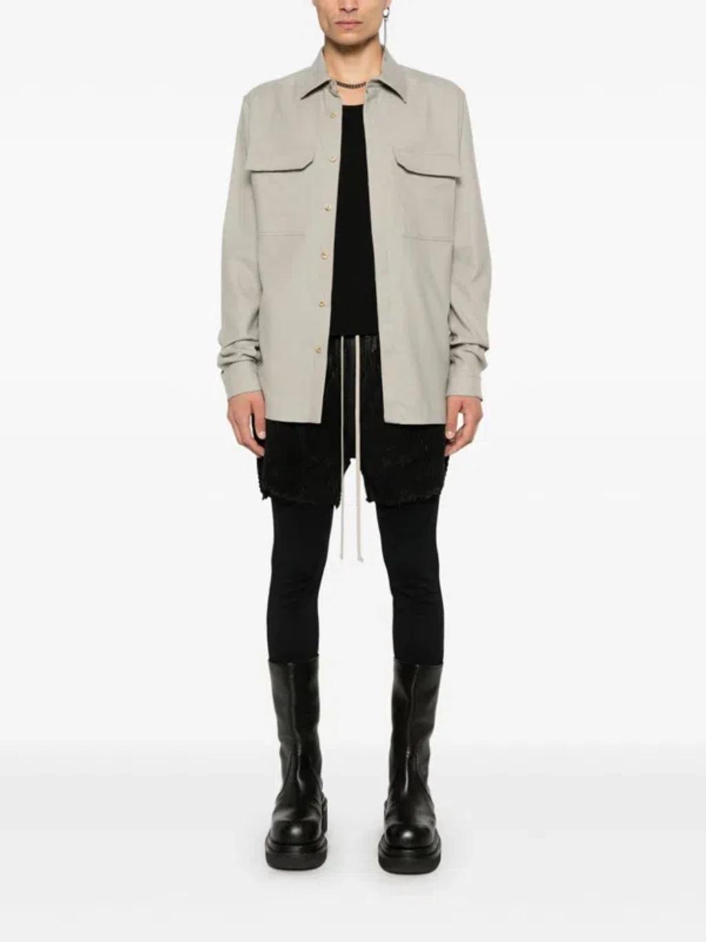 RICK OWENS Off-white Work Shirt In Grey Product Image