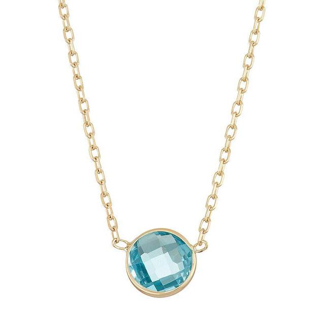 Designs by Gioelli 10k Gold Swiss Blue Topaz Circle Pendant Necklace, Womens Product Image