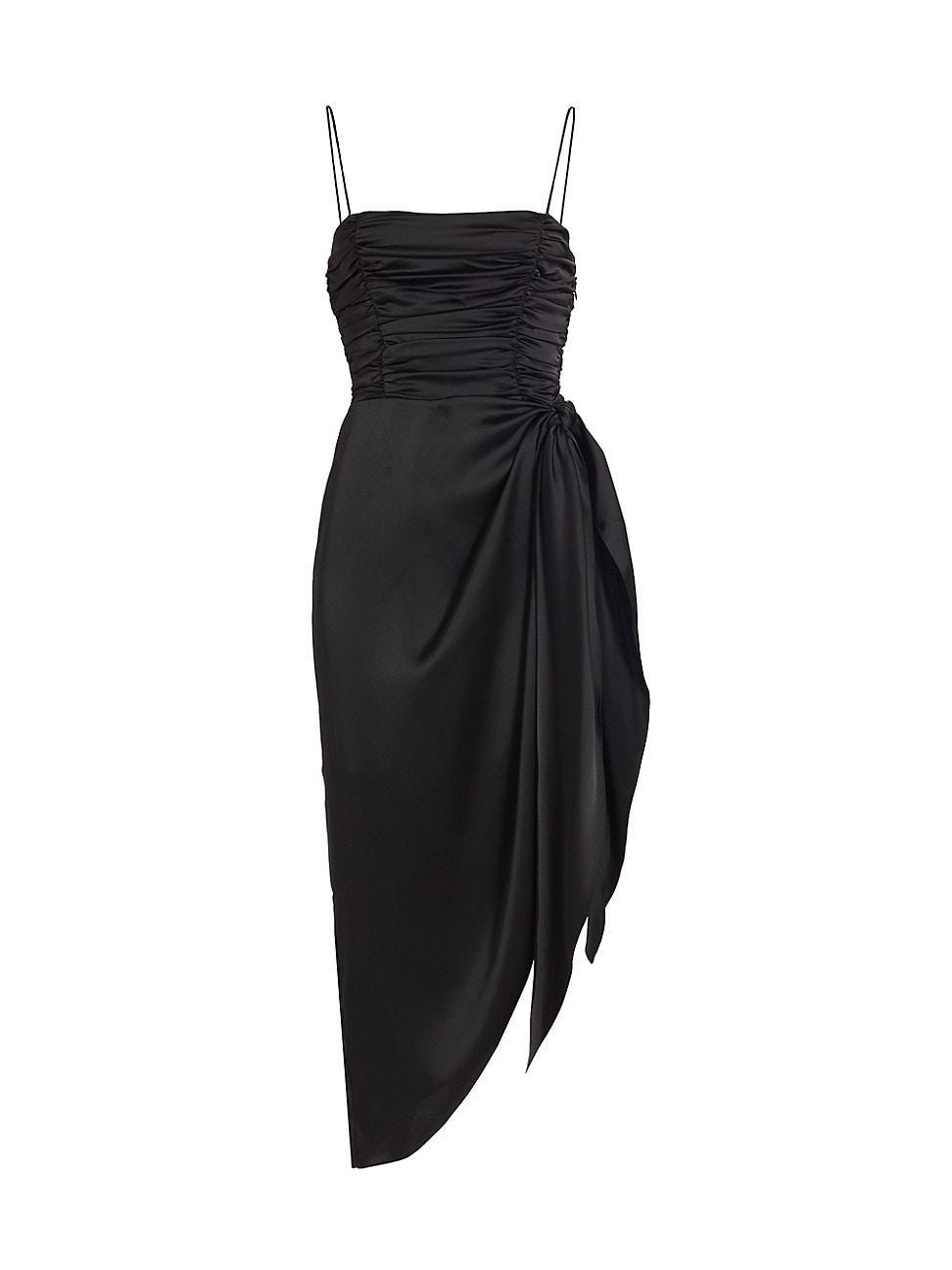 WAYF Ruched Bodice Satin Midi Dress Product Image