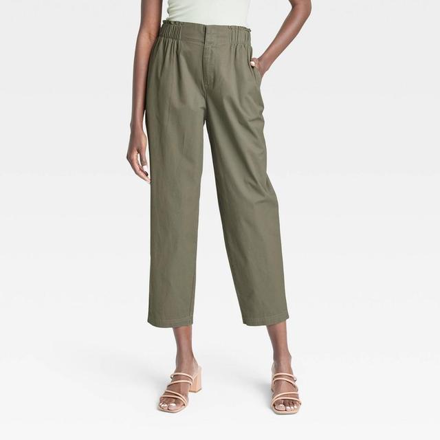 Womens High-Rise Tapered Ankle Chino Pants - A New Day Olive XL Product Image