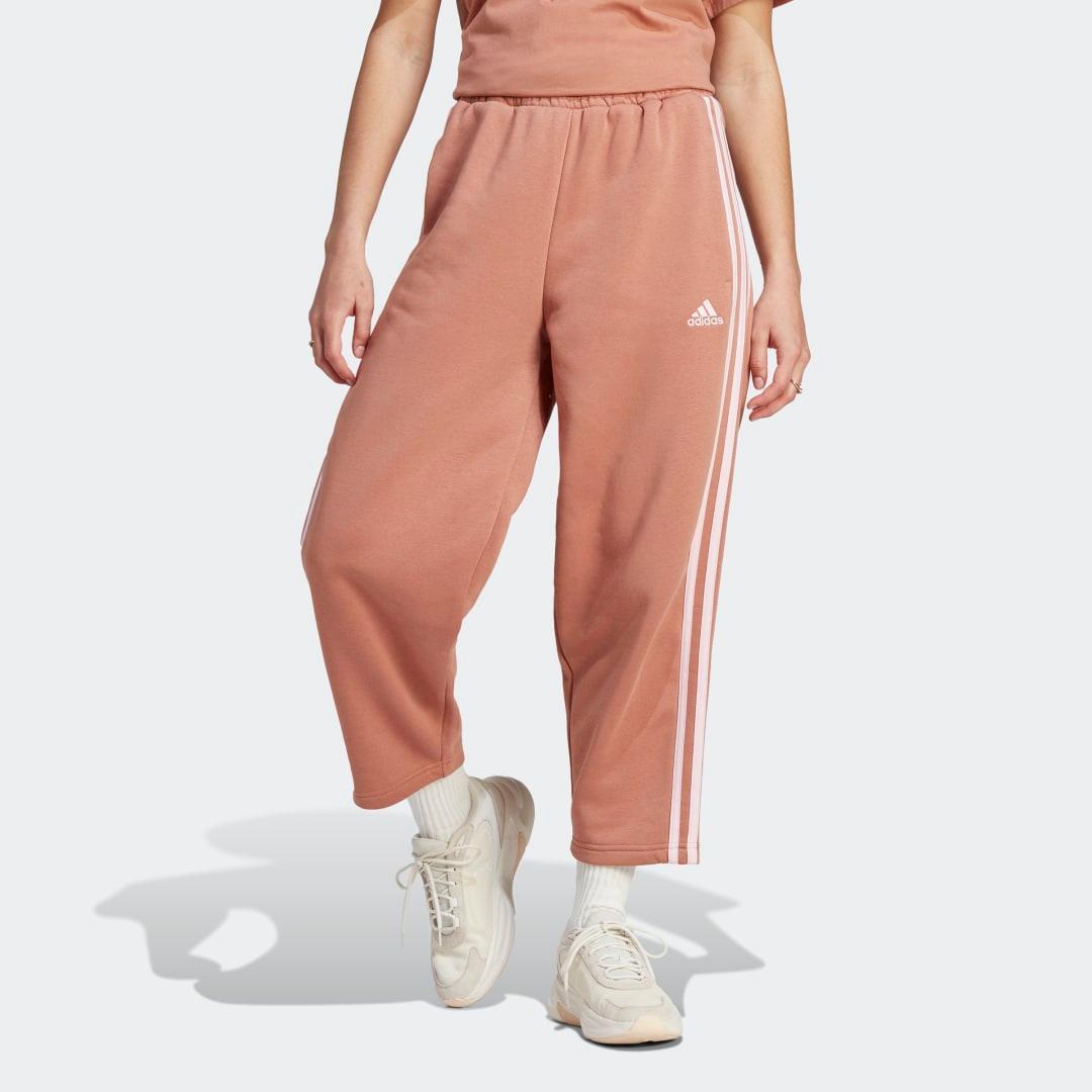 adidas Essentials 3-Stripes Open Hem Fleece Pants Clay Strata XL Womens Product Image