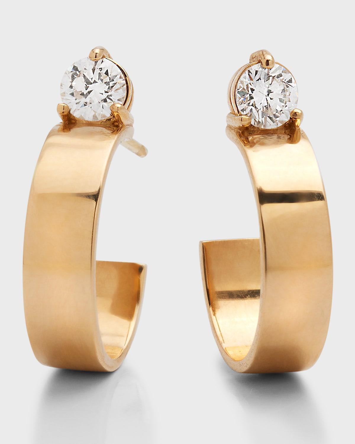 Womens Vanity 14K Yellow Gold & 0.5 TCW Diamond Huggie Hoop Earrings Product Image