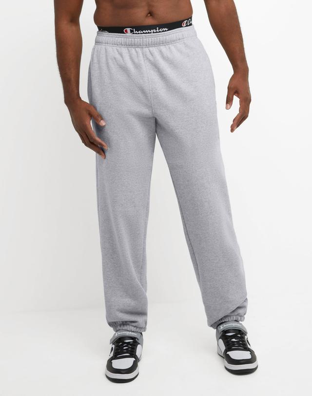 Mens Champion Powerblend Sweatpants, Cinched Hem, C Logo (Big & Tall) Black LT Product Image