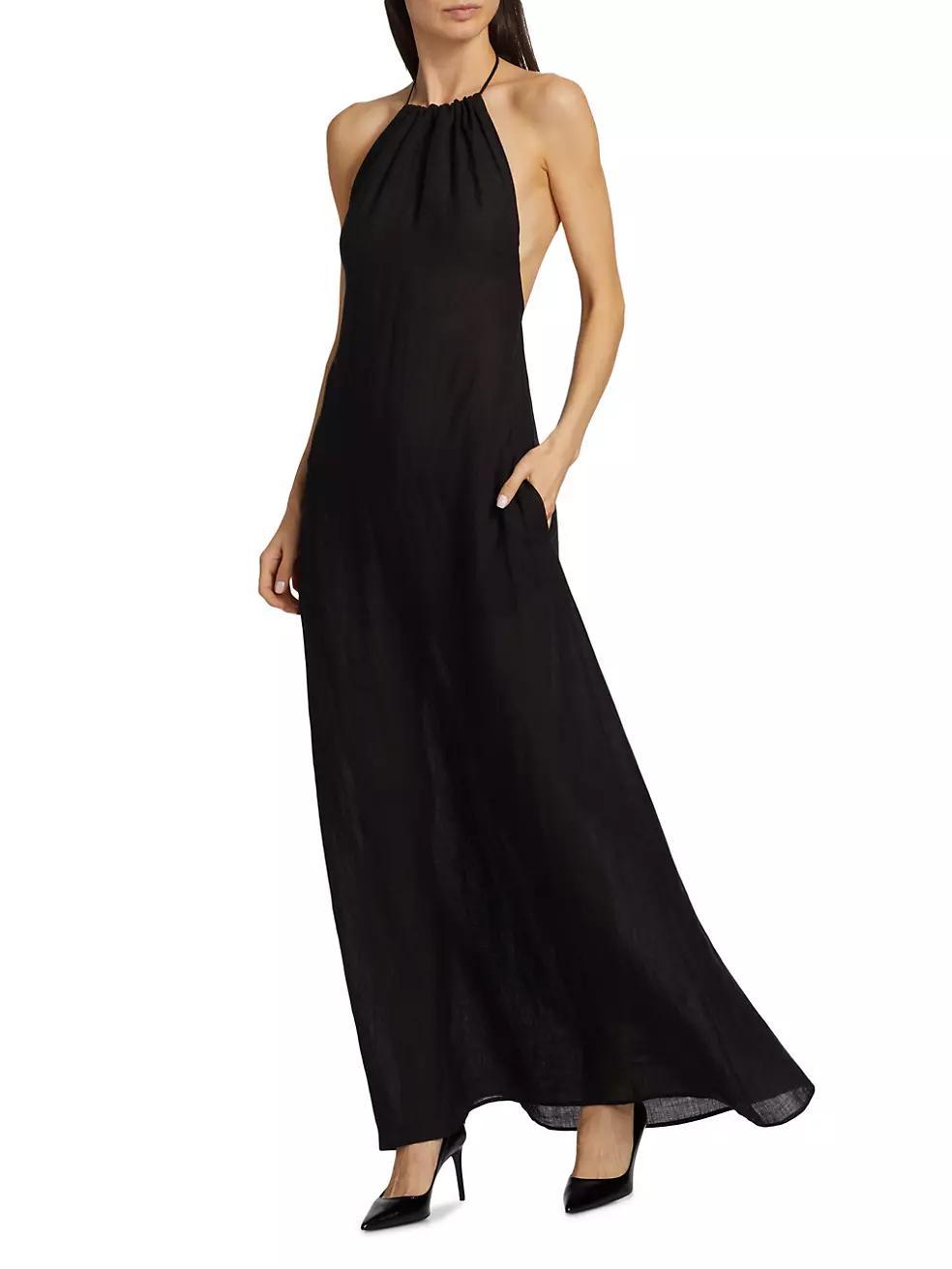 Lelia Linen Halterneck Maxi Dress Product Image