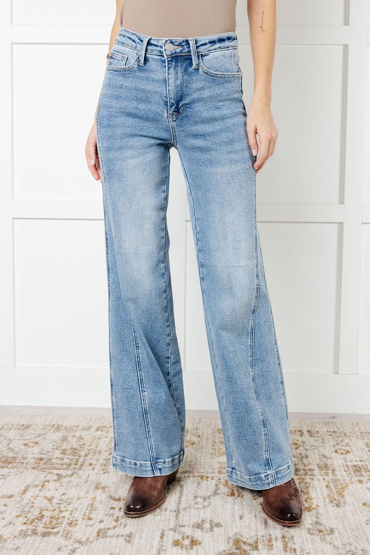 88766   Melia Hi-Rise Side Seam Detail Wide Leg Judy Blue Jeans - ONLINE EXCLUSIVE! Product Image