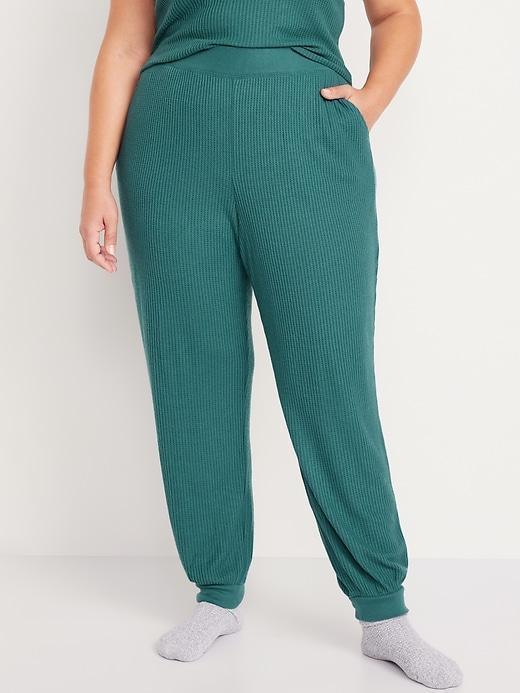 High-Waisted Waffle Lounge Joggers Product Image