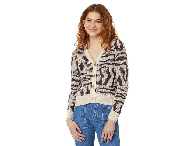 Madewell V-Neck Cardigan in Abstract Animal (Heather Stout) Women's Clothing Product Image