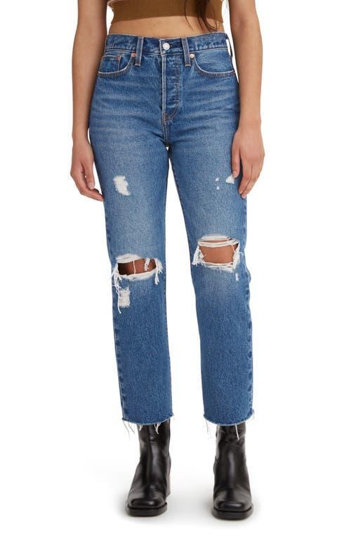 levis Wedgie Ripped High Waist Crop Straight Leg Jeans Product Image