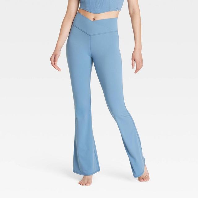 Womens Crossover Flare Leggings - JoyLab Blue M Product Image