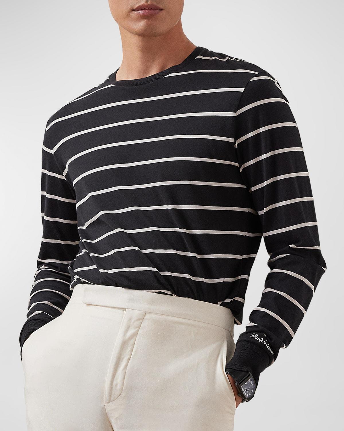 Mens Striped Cotton Long-Sleeve T-Shirt Product Image