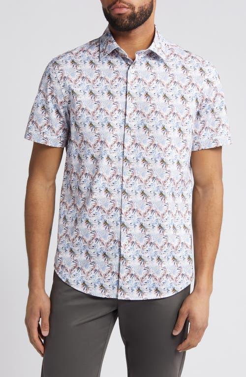 Bugatchi Miles OoohCotton Leaf Print Short Sleeve Button-Up Shirt Product Image