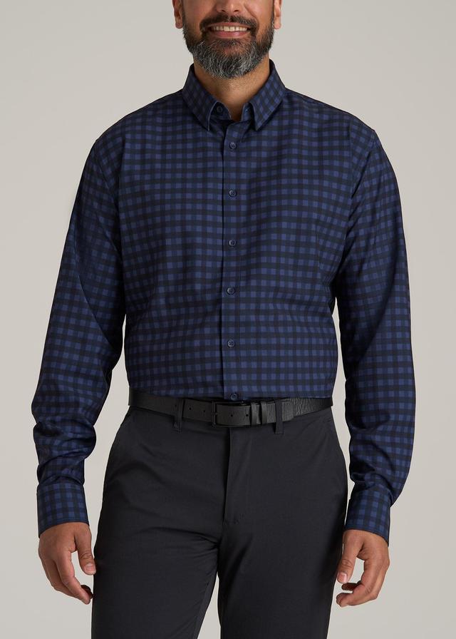 Traveler Stretch Dress Shirt for Tall Men in Deep Violet Gingham Male Product Image