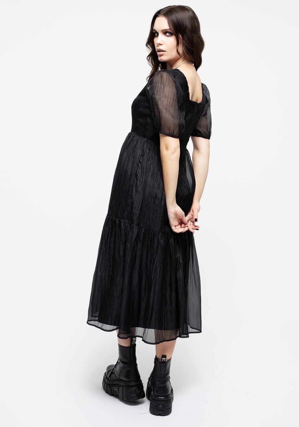 Flatline Puff Sleeve Tiered Midi Dress Product Image