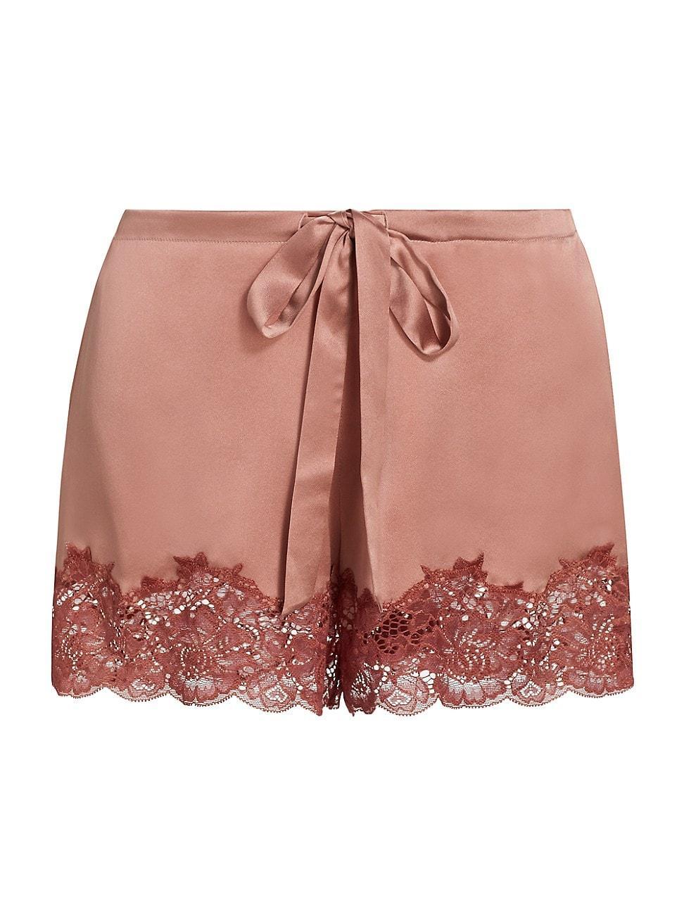 Womens Lace-Trim Silk Shorts Product Image