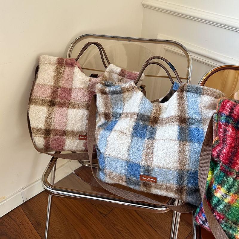 Plaid Fluffy Crossbody Bag Product Image