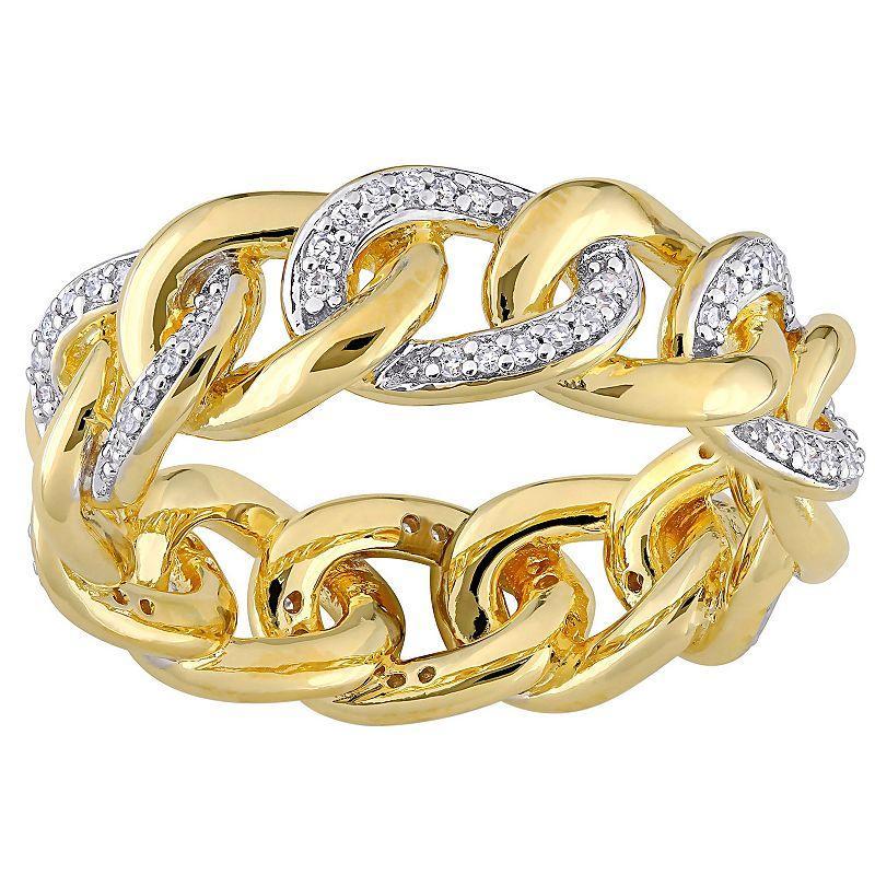 Stella Grace 18k Gold Over Silver 1/4 Carat T.W. Diamond Chain Ring, Womens, Gold Tone Product Image