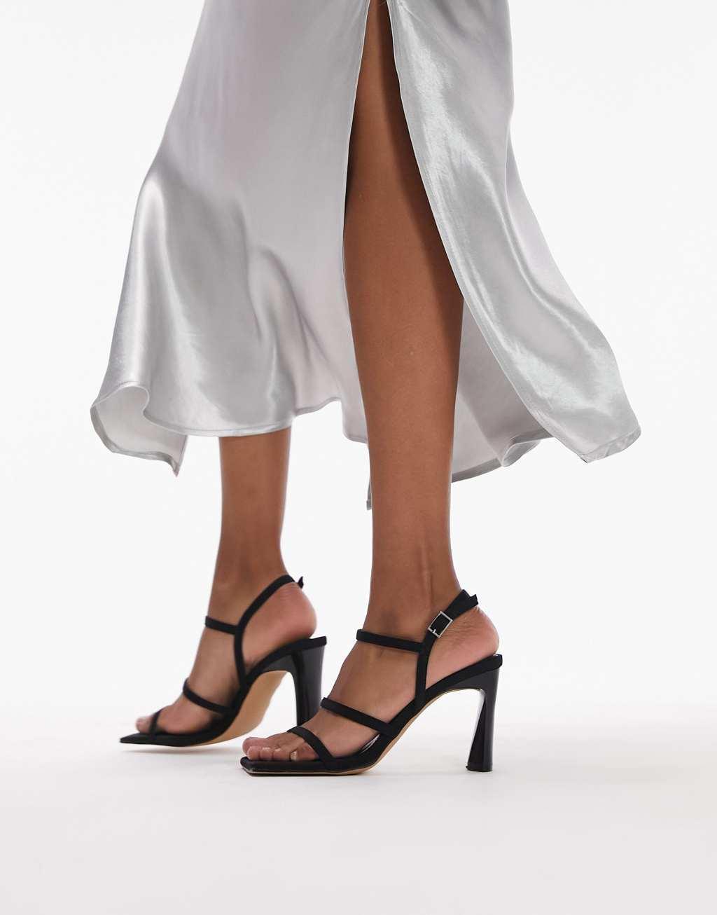 Topshop Salone two part block heel sandal in snake Product Image