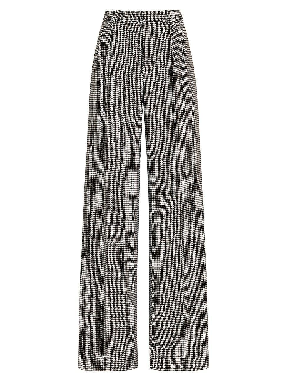 Womens The Low Favorite Houndstooth Mid-Rise Wide-Leg Pants product image