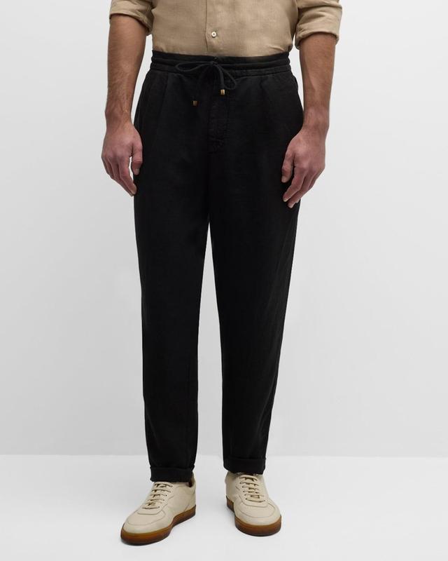 Mens Dyed Leisure Fit Trousers In Linen Gabardine Product Image