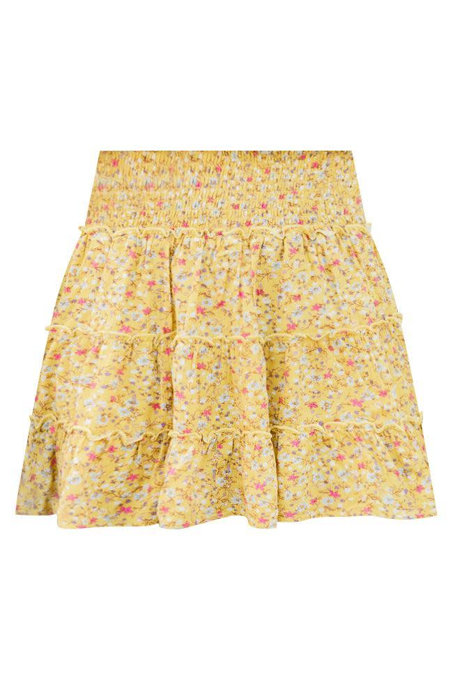 Through The Garden Yellow Floral Mini Skort Product Image