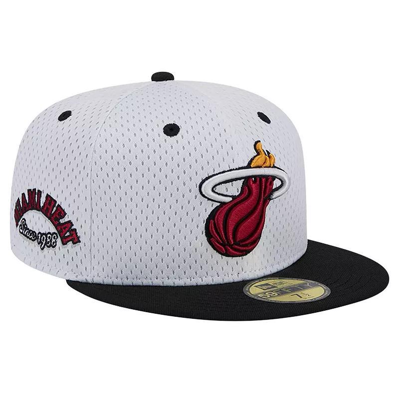 Mens New Era White/Black Miami Heat Throwback 2Tone 59FIFTY Fitted Hat Product Image