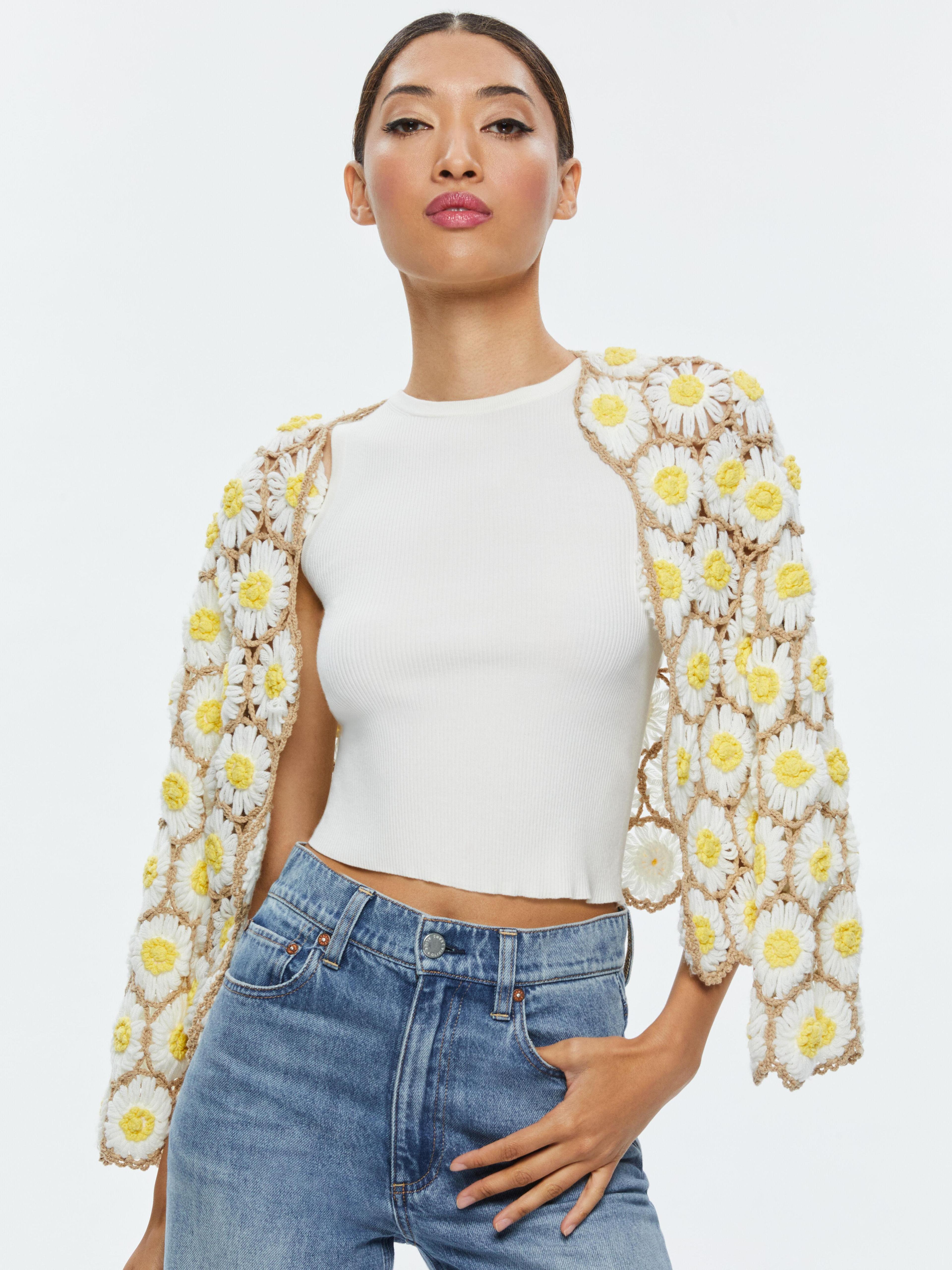 Anderson Daisy Crochet Cardigan In Neutrals Product Image