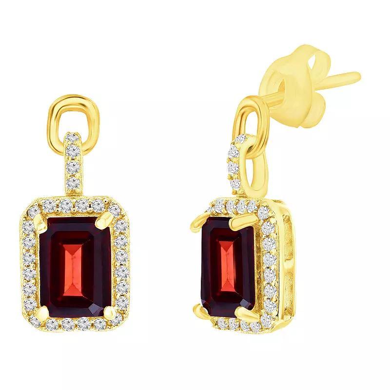 Argento Bella Garnet & White Topaz Earrings, Womens, Gold Tone Red Product Image