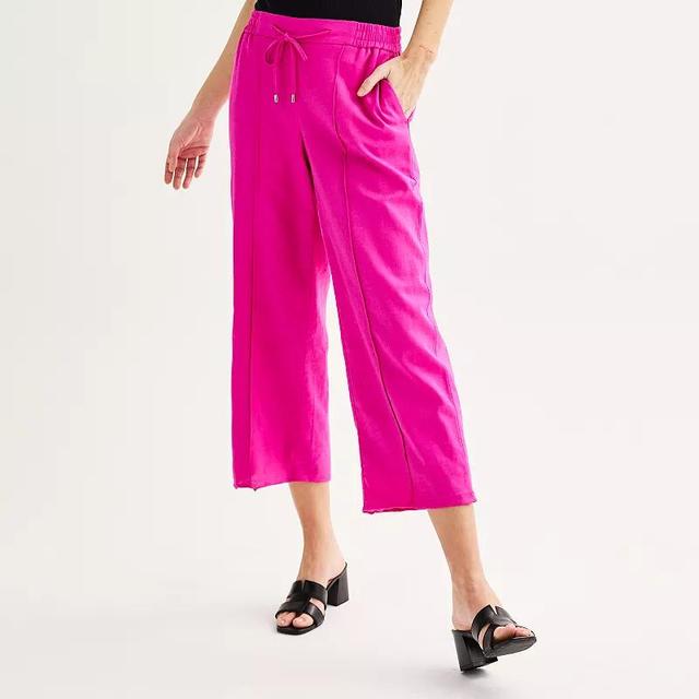 Womens Nine West Mid-Rise Cropped Drawstring Pants Gerbera Pink Product Image