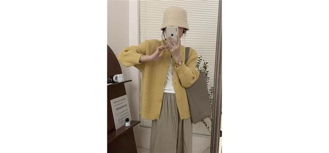 Round Neck Plain Cardigan Product Image