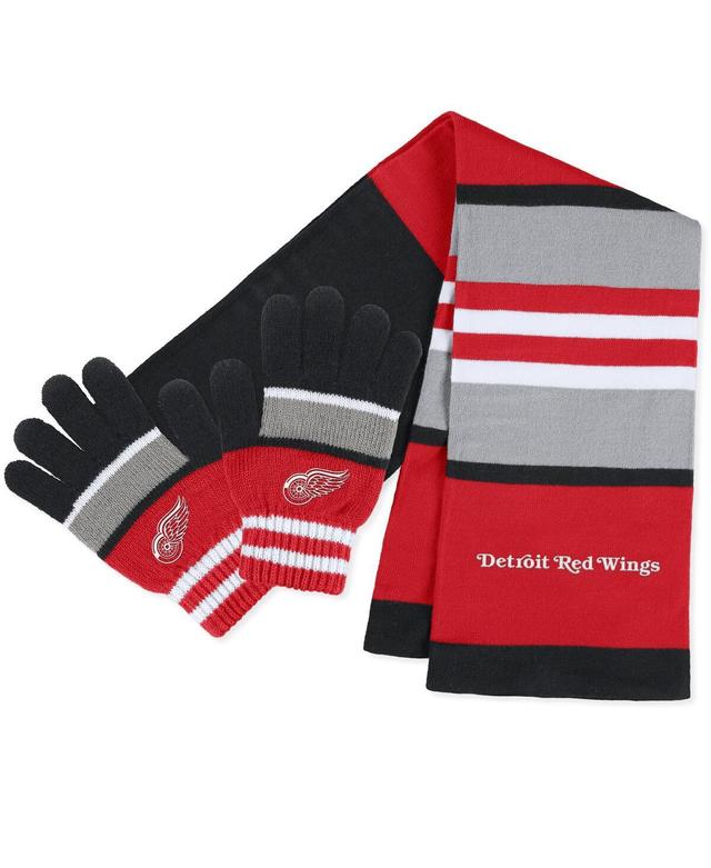 Womens WEAR by Erin Andrews Detroit Red Wings Stripe Glove & Scarf Set Product Image