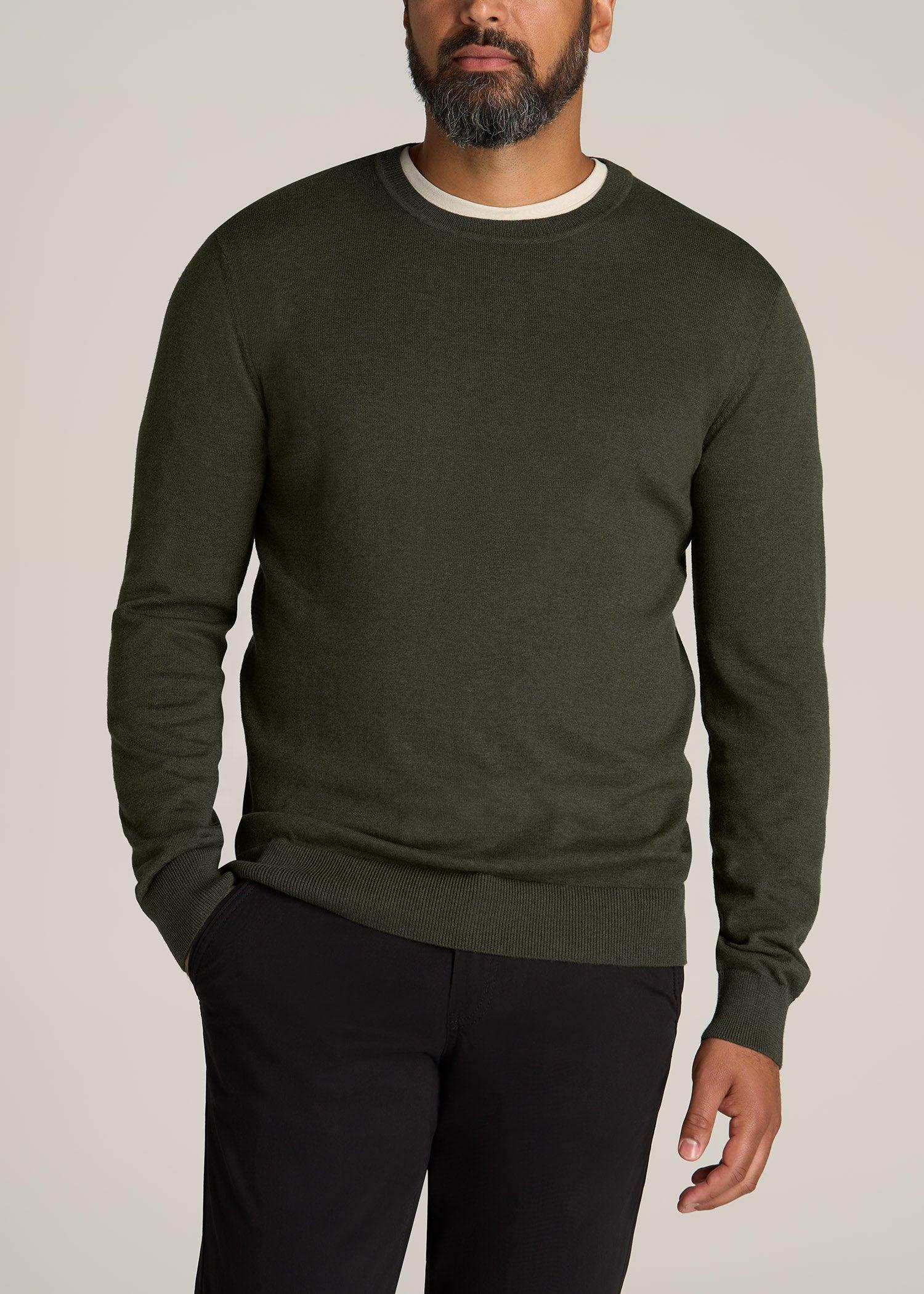 Everyday Crewneck Tall Men's Sweater in Dark Olive Green Product Image