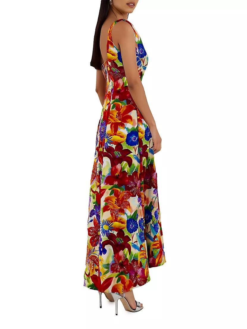 Floral Silk Waterfall-Hem Dress Product Image