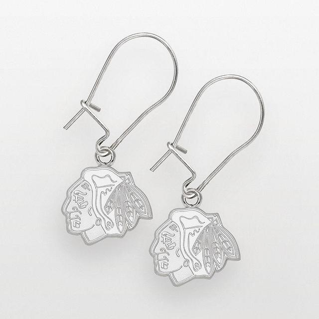 LogoArt Chicago Blackhawks Sterling Silver Logo Drop Earrings, Womens Product Image