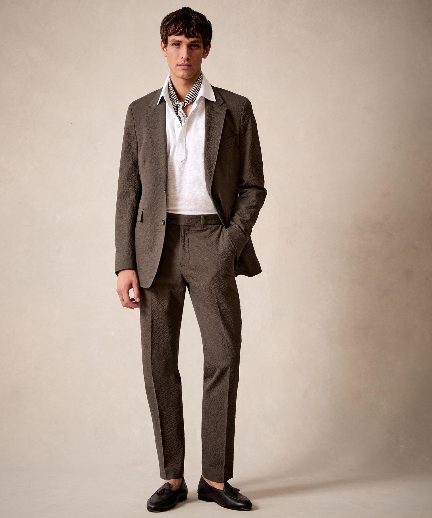 Italian Seersucker Sutton Suit in Brown Product Image