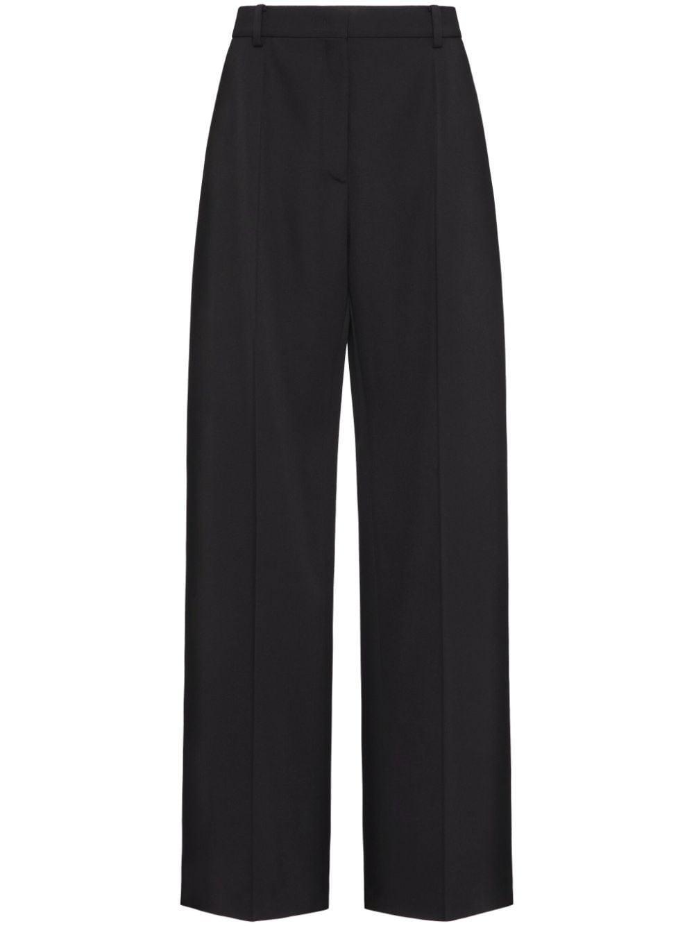 Virgin Wool Wide-leg Tailored Trousers In Black Product Image