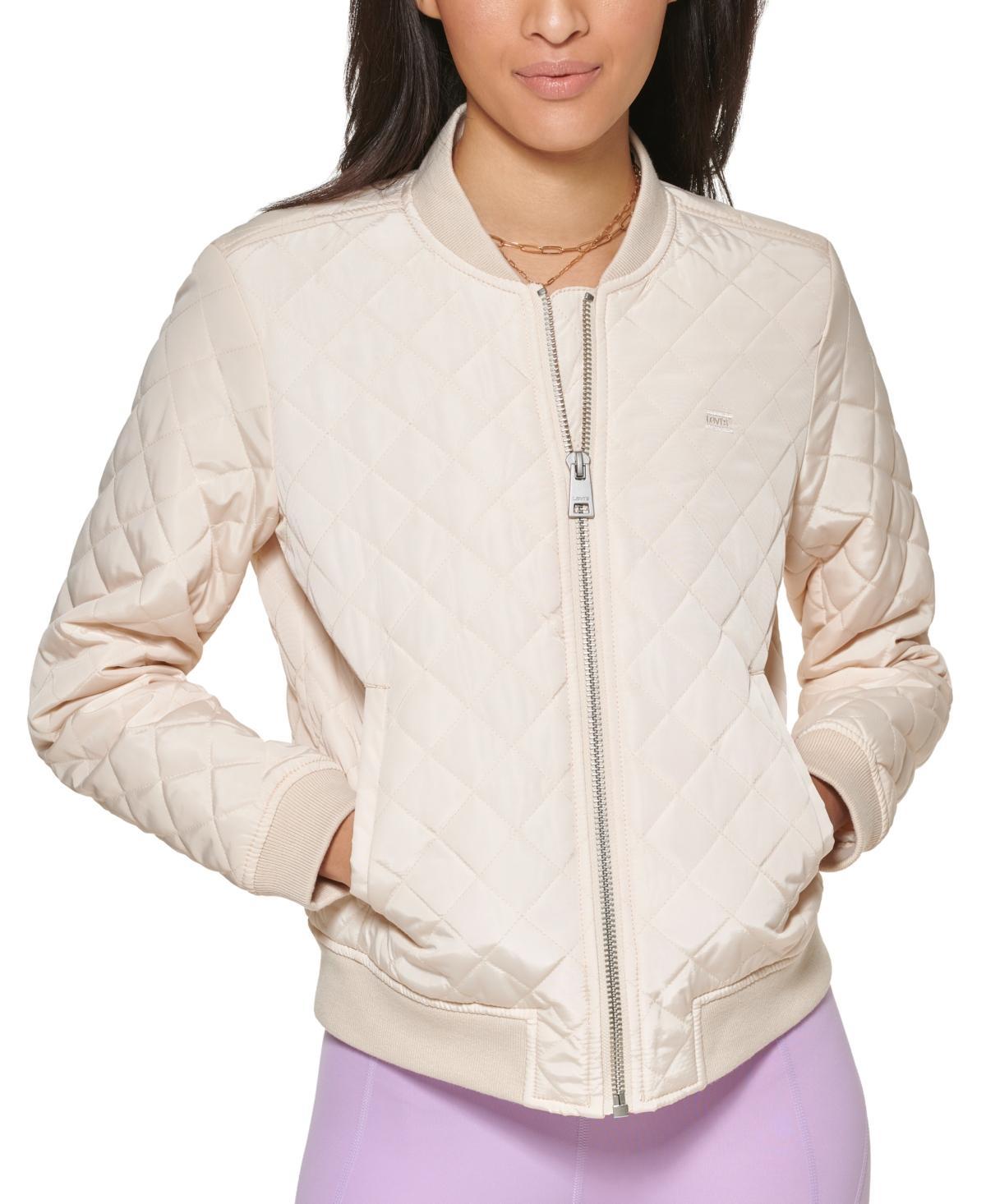 Womens Levis Diamond Quilted Bomber Jacket Lt Beige Product Image