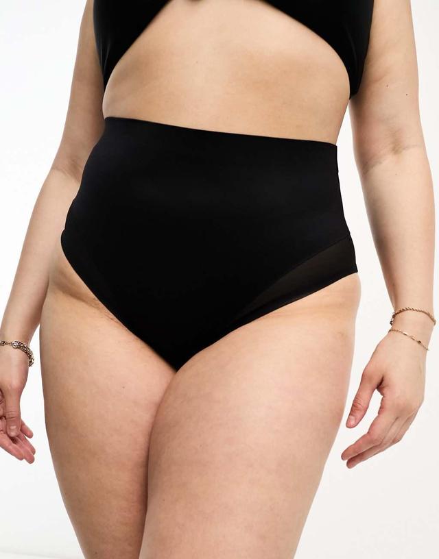 ASOS DESIGN Curve Contouring medium control high waist briefs with mesh Product Image