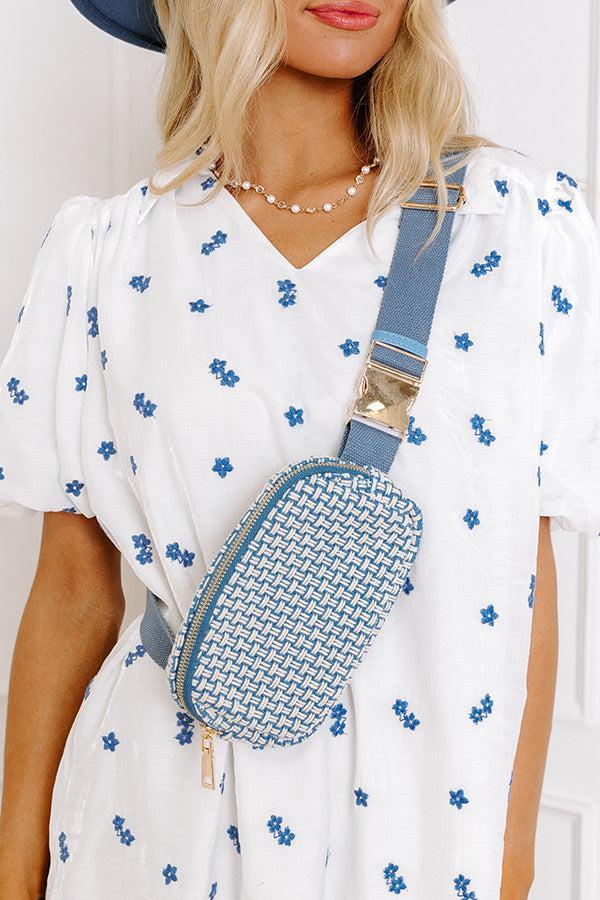 Statement Piece Woven Fanny Pack in Airy Blue Product Image